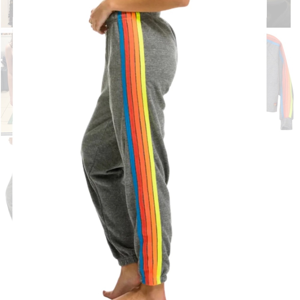 Aviator Nation 5 Stripe Sweatpants in Heather Neon